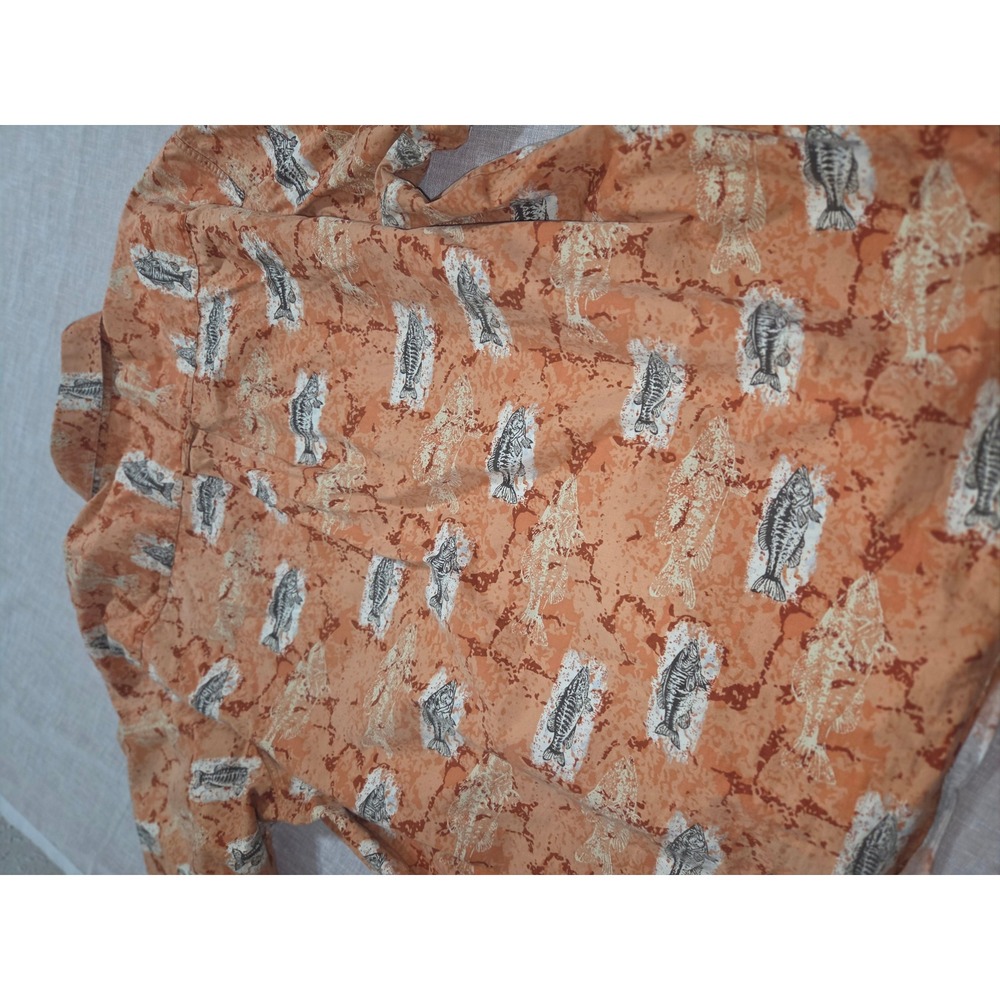 Gallop Mens XXL Orange Fish Bass Print Short Sleeve Cotton Button Down Shirt - Picture 7 of 7